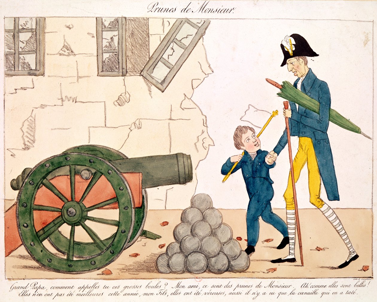 Caricature de Charles X (1757-1836) et Henri (1820-83) Duc de Bordeaux, 25 juillet 1830 - French School