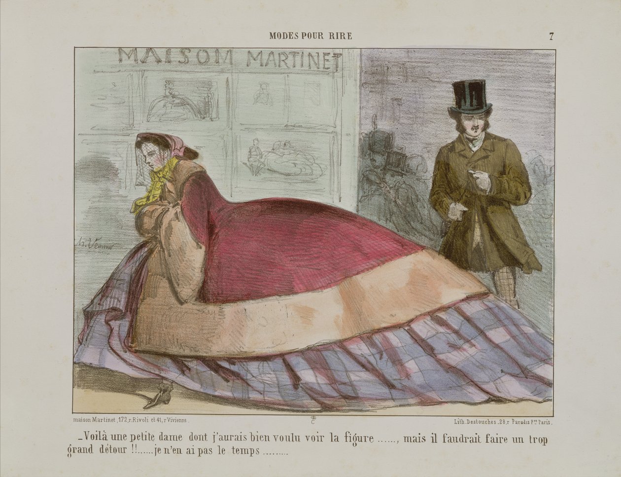 Caricature de la crinoline, de Modes Pour Rire - French School