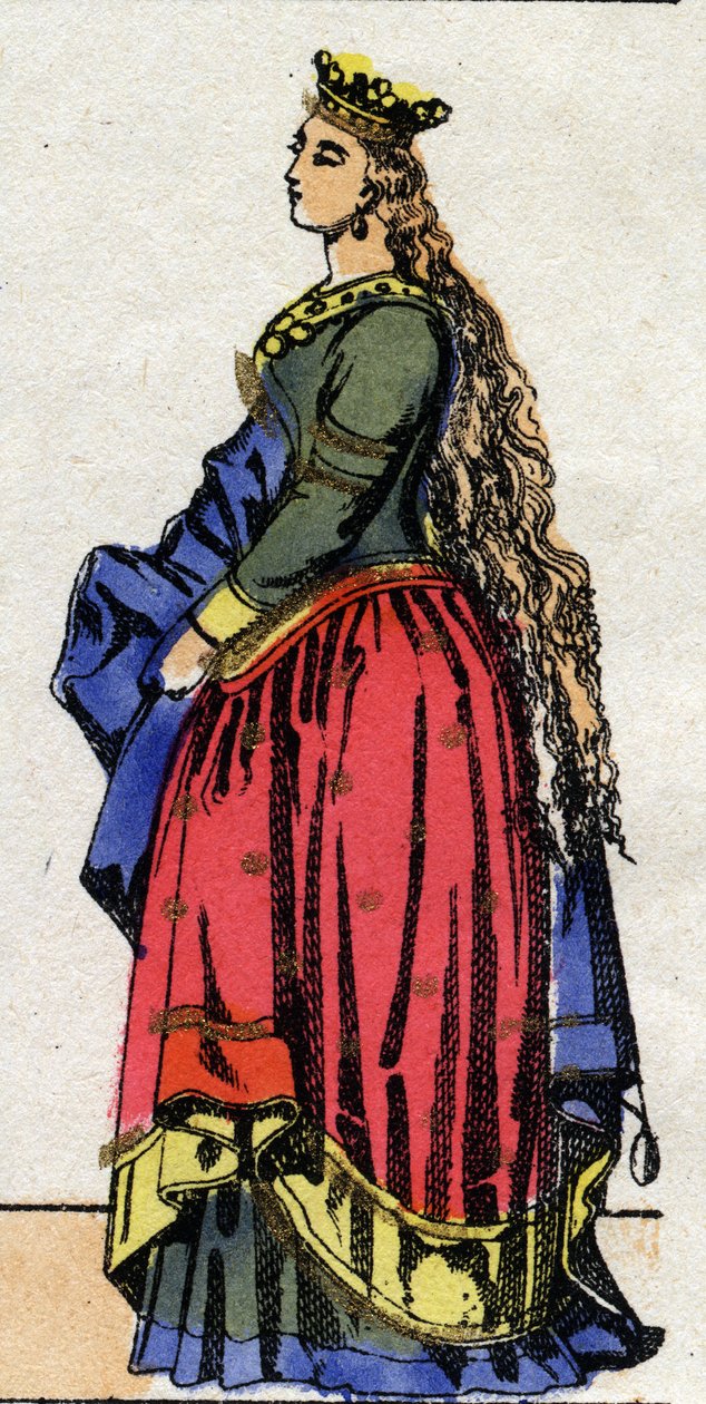 Dynastie carolingienne : Portrait de Judith de Bavière (805-843) Reine des Francs épouse de Louis Ier dit le Pieux ou « le Débonnaire » (778-840). Imagerie d
