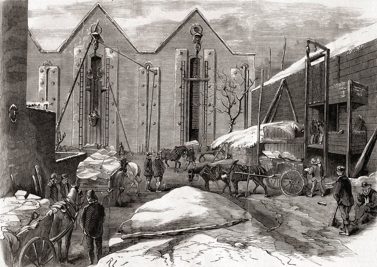 Transport de glace aux entrepôts de glace de M. Charles, Lindsey House, Londres, de 