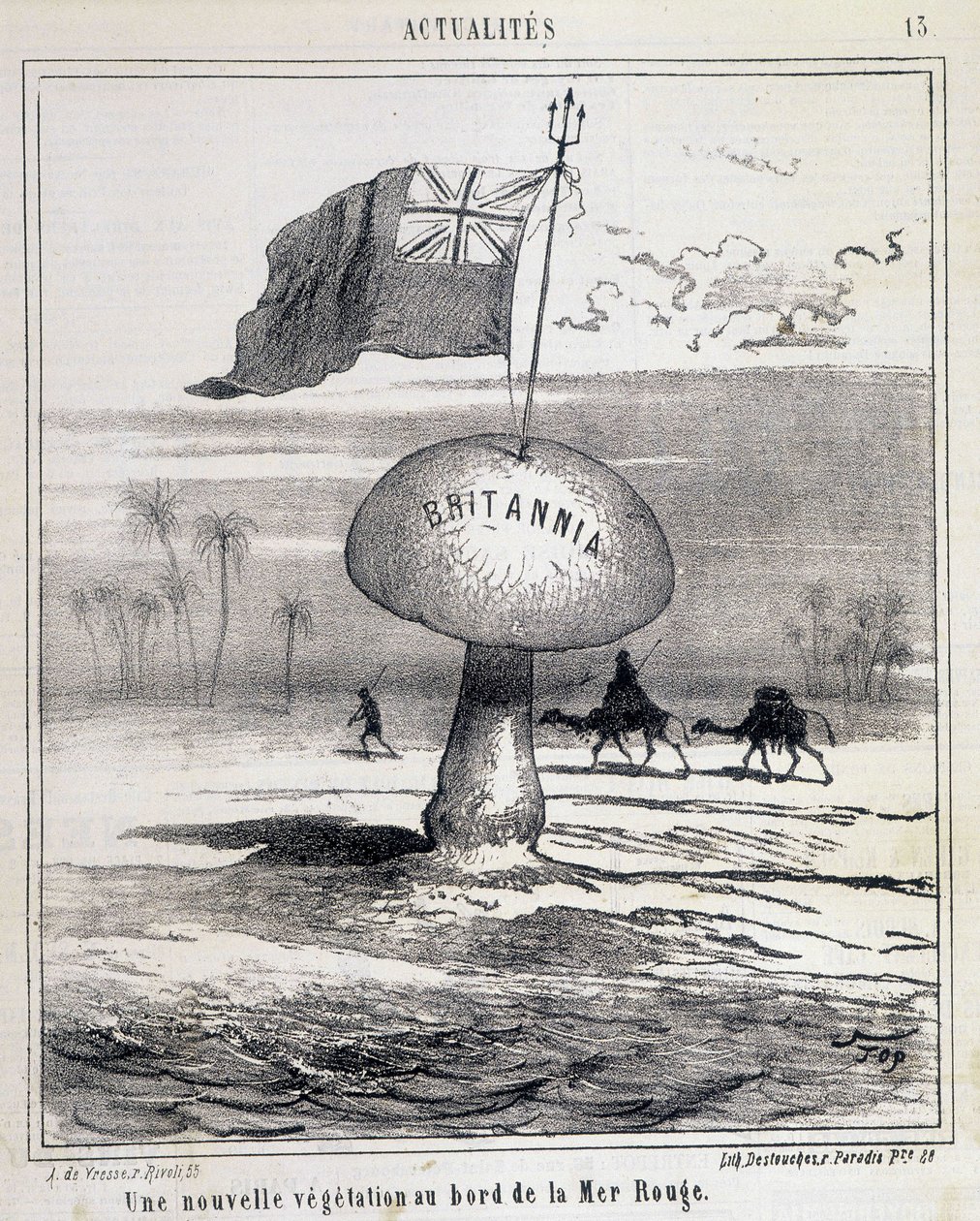Caricature : Nouvelle végétation sur la mer Rouge (champignon britannique colonisant l