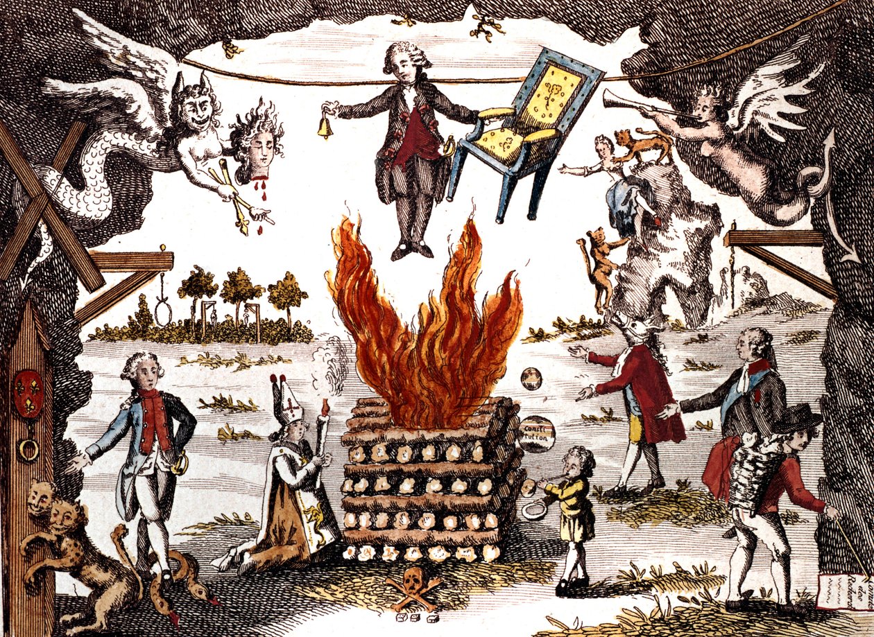 Caricature de Mirabeau, présidant le Club des Jacobins, 1789 - French School