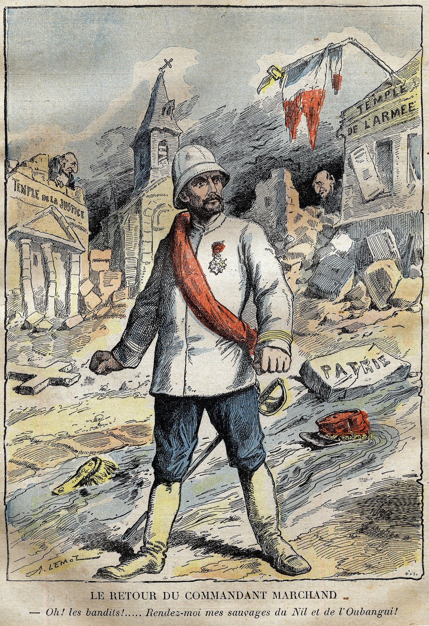 Caricature du commandant Jean-Baptiste Marchand (1863-1934), à Toulon, revenant d