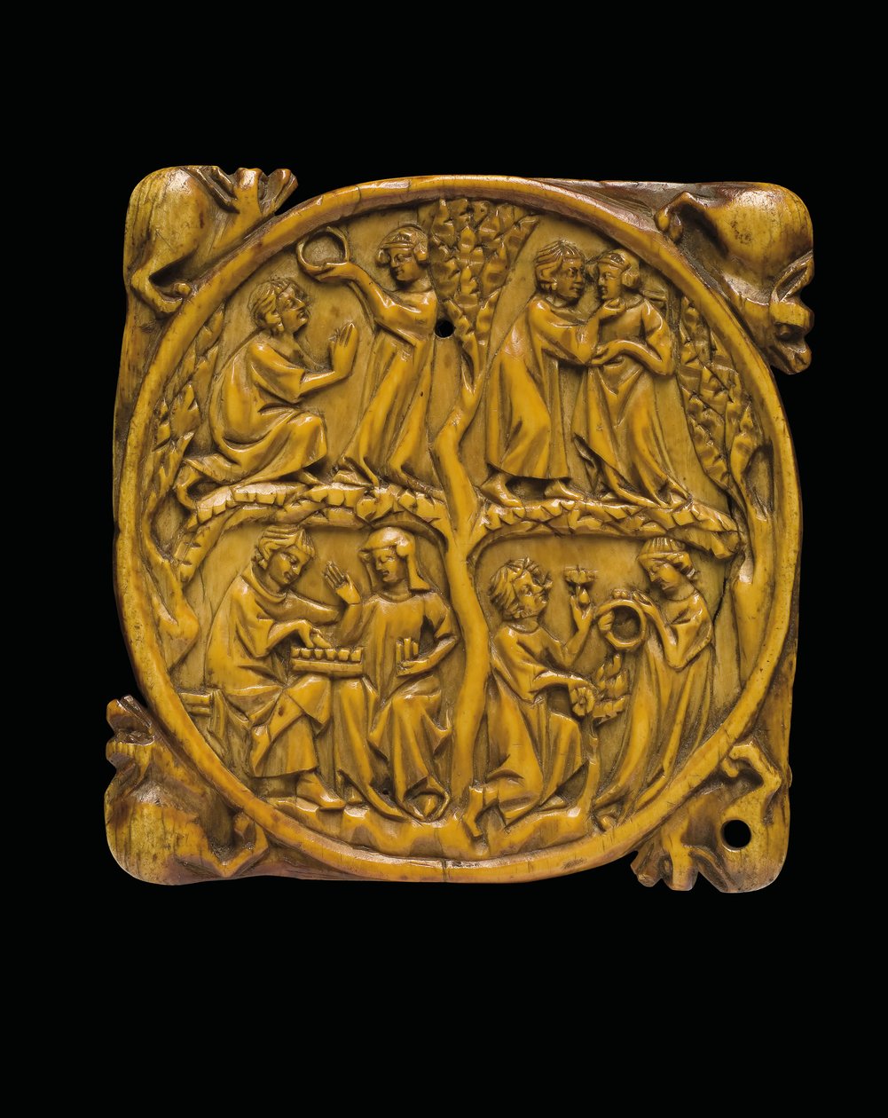 Couvercle de boîtier de miroir sculpté, Paris, vers 1310-20 - French School