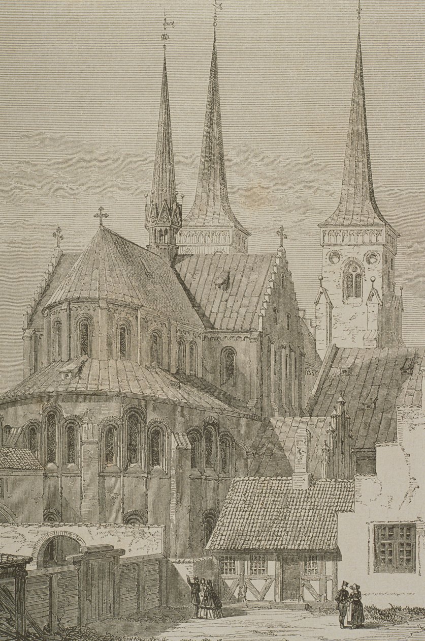 Cathédrale dans les années 1850, Roskilde, Danemark, de Le Tour du Monde, publié à Paris, années 1860 - French School