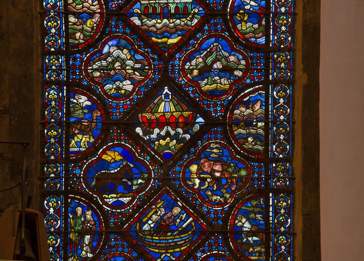Cathédrale de Chartres, vitrail : vie de Noé, détail (l