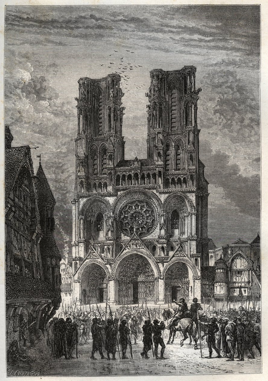 Cathédrale Notre-Dame de Laon (1150-1180), Aisne - gravure de «L