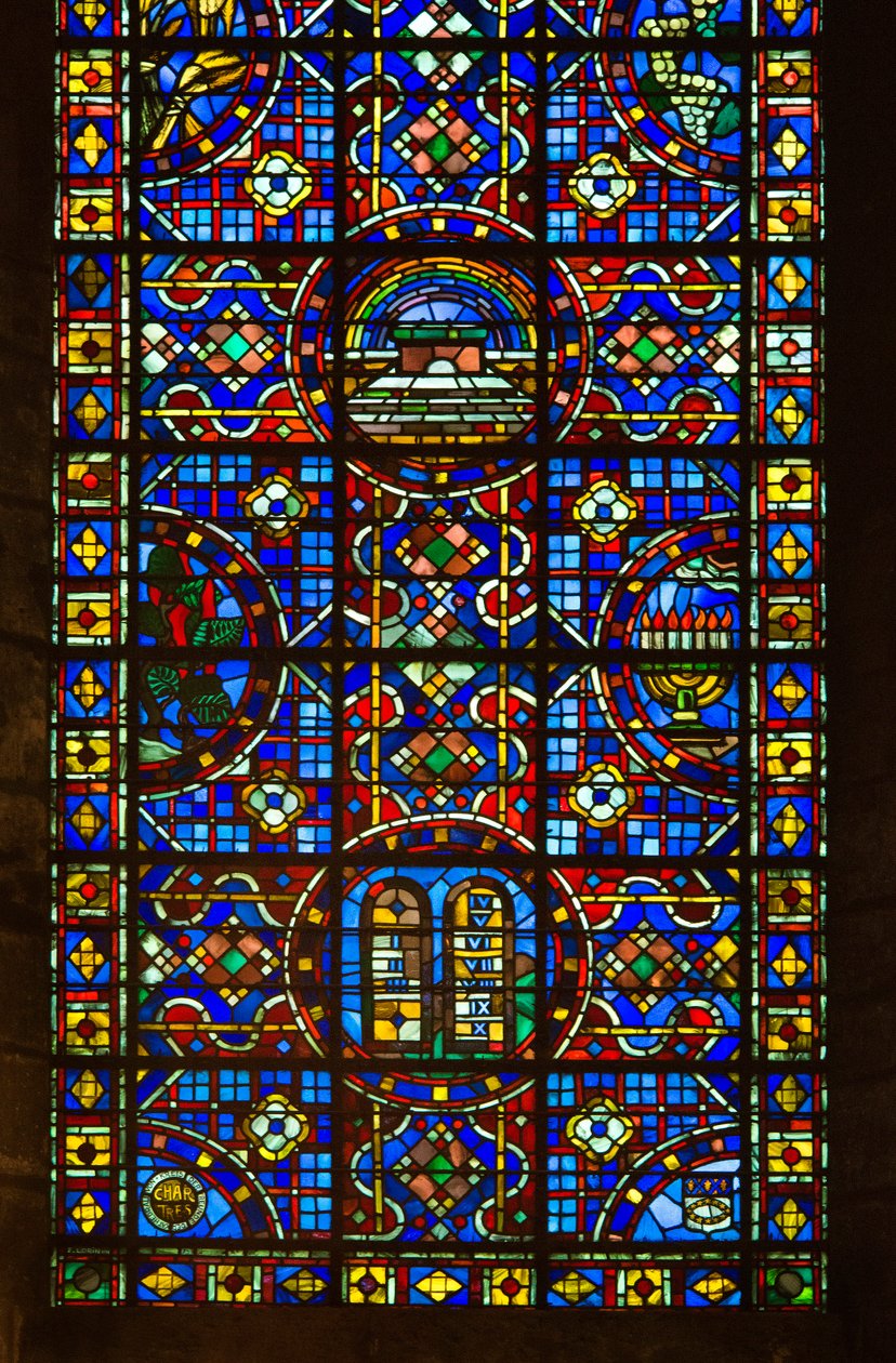 Cathédrale de Chartres, détail du vitrail de la paix - French School