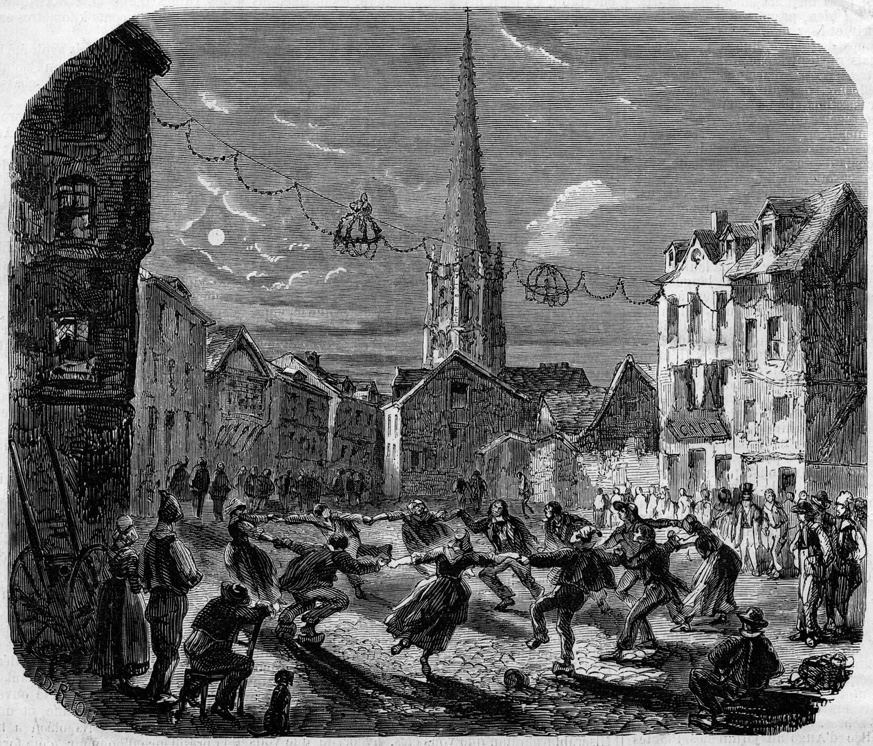 Fête catholique : une ronde pendant la fête de la Saint-Jean à Harfleur - French School