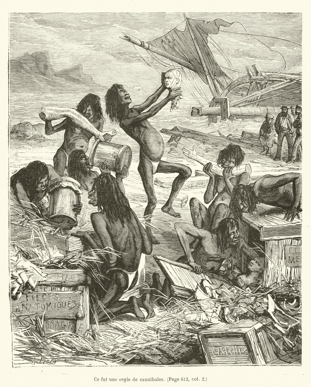 Ce fut une orgie de cannibales (engraving) - French School