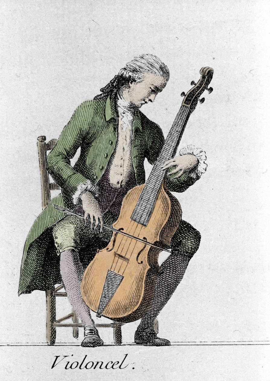 Joueur de violoncelle. Gravure de la fin du 18e siècle - French School