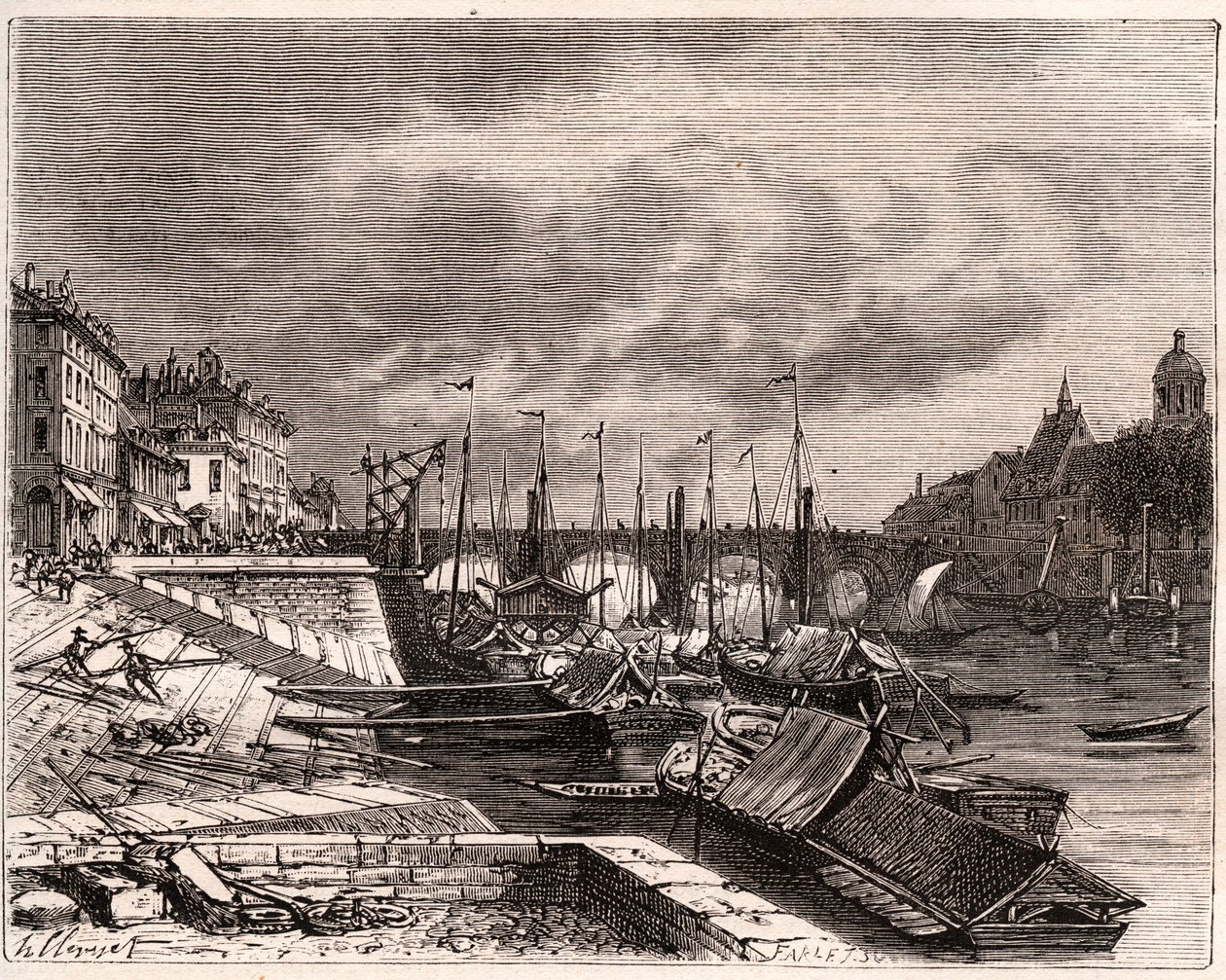 Chalon-sur-Saône - Saône-et-Loire - gravure dans "La France illustrée : géographie, histoire, administration statistique" par V.A. Malt-Brown. 1884 - French School
