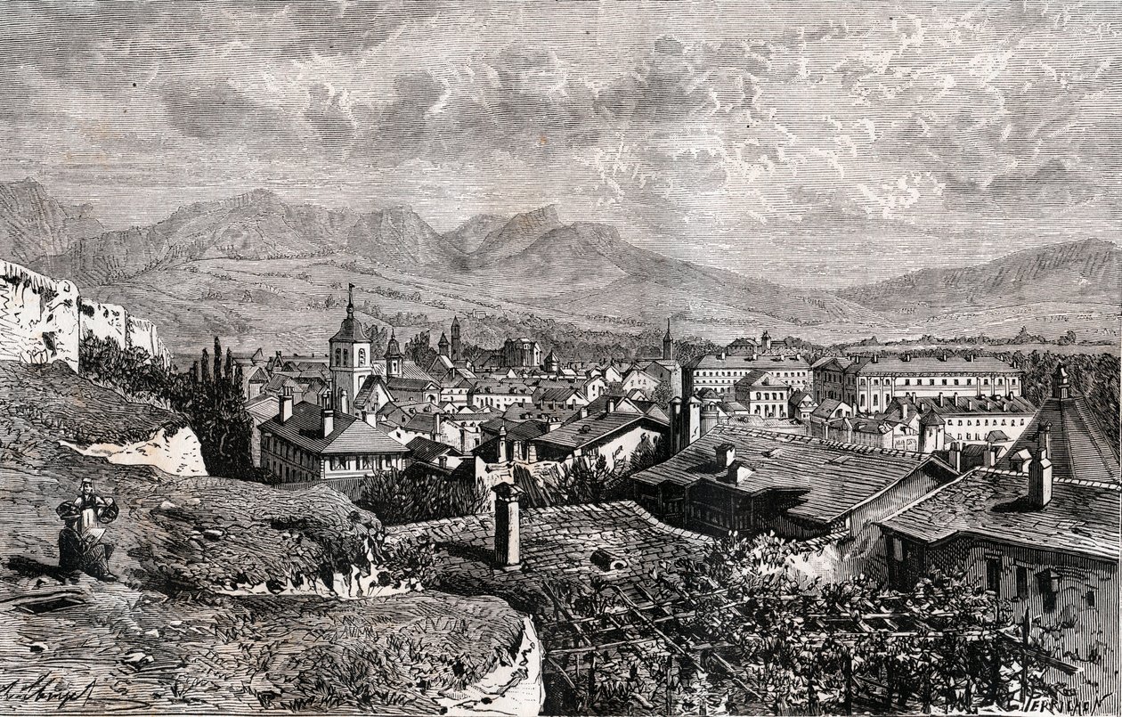 Chambéry - Savoie - gravure dans "La France illustrée : géographie, histoire, administration statistique" par V.A. Malt-Brown. 1884 - French School