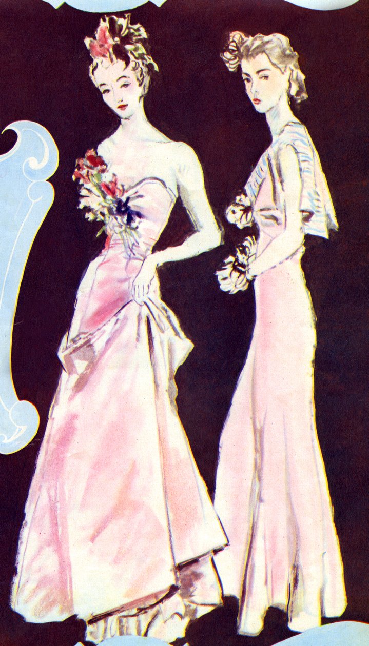 Robes de soirée Chanel, extrait de "Marie Claire", 23 septembre 1938 (impression) - French School