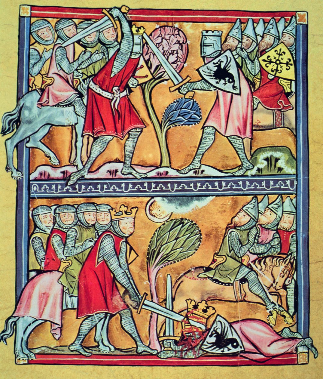 Charlemagne et ses paladins en bataille contre les Sarrasins, miniature de 