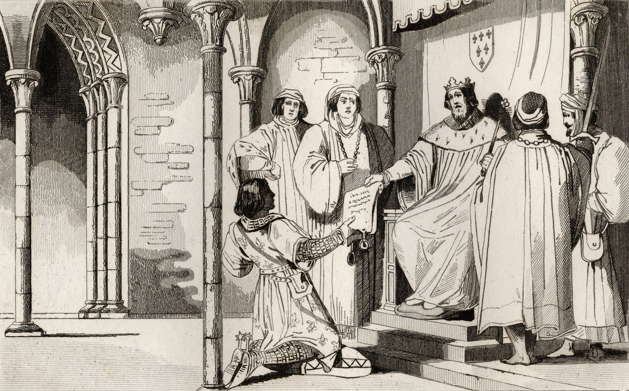 Charles IV (1294-1328) le Bel reçoit une requête à la cour, de 
