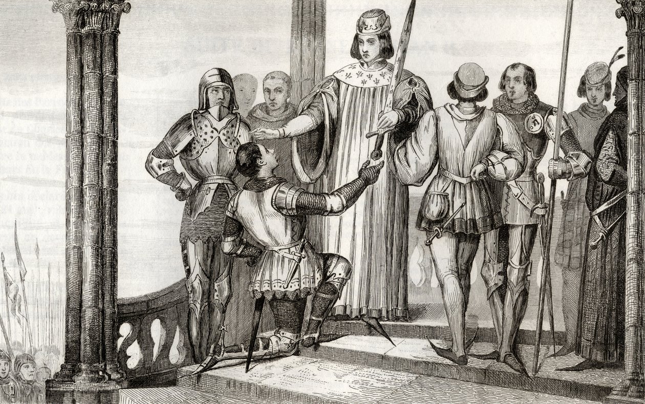 Charles V (1358-80) le Sage présente son épée à Duguesclin, de 