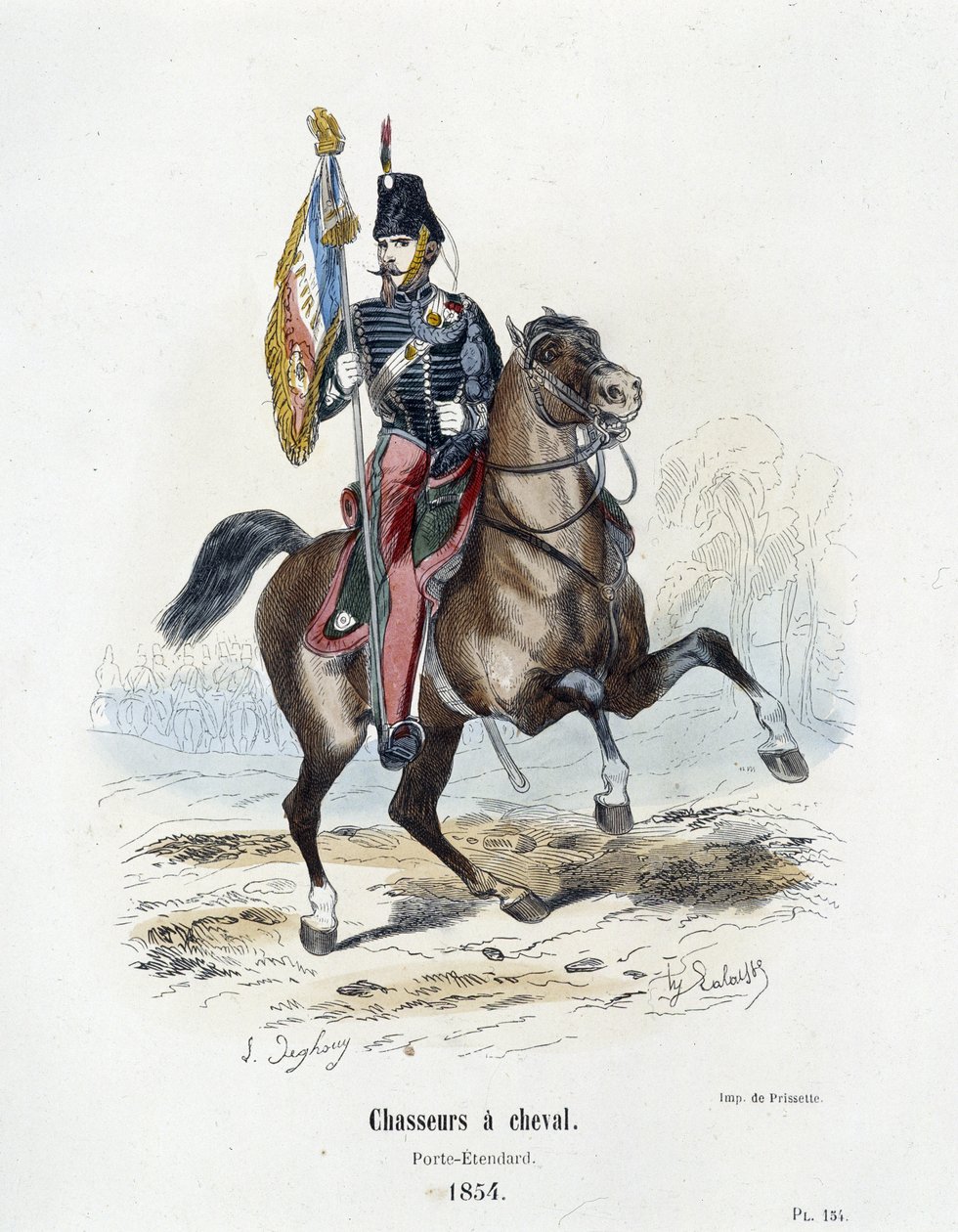 Chasseurs à cheval : Porte-étendard en 1854 - dans "Histoire de l