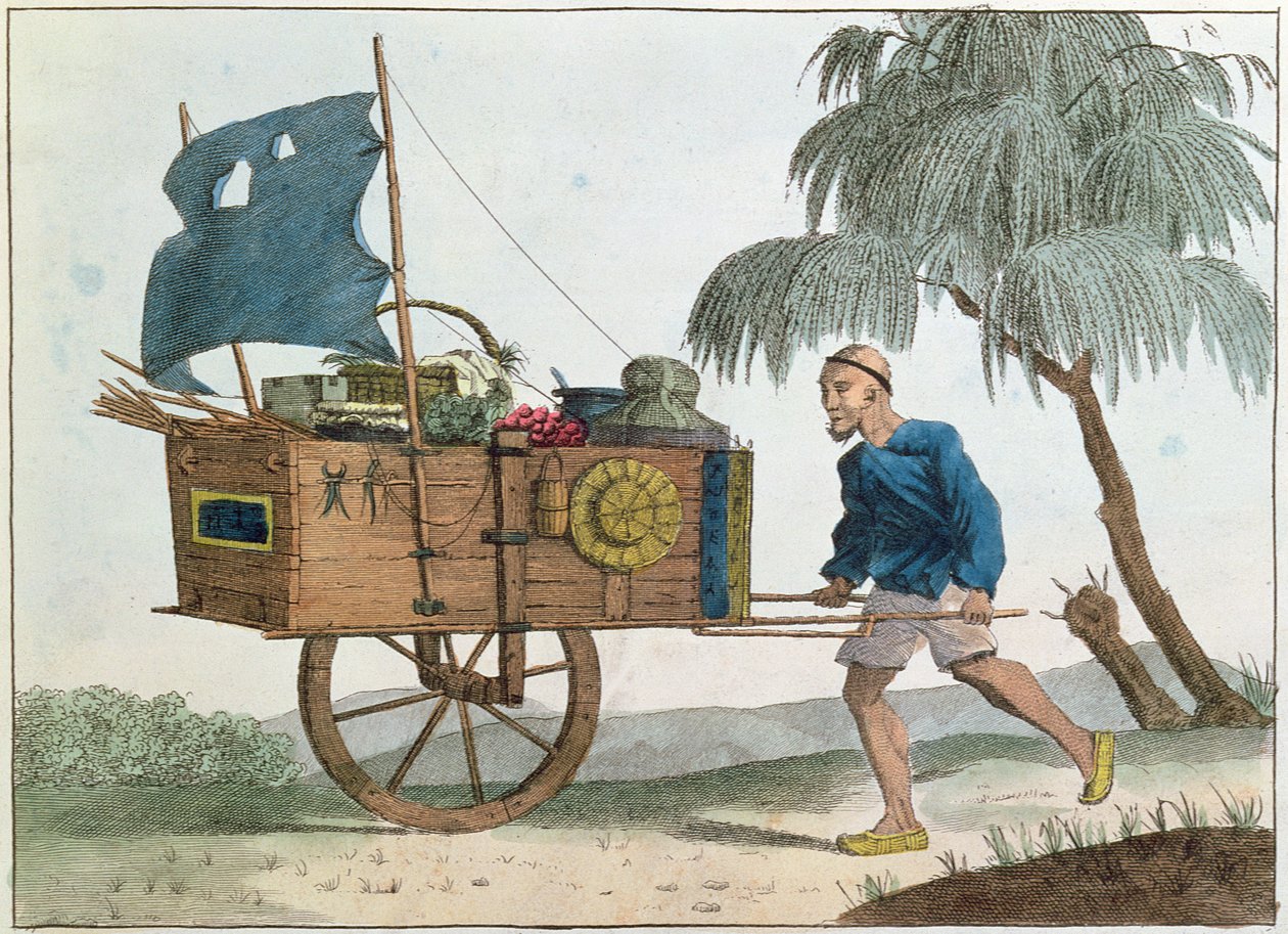 Paysanne chinoise avec une brouette à voile, 1811 - French School
