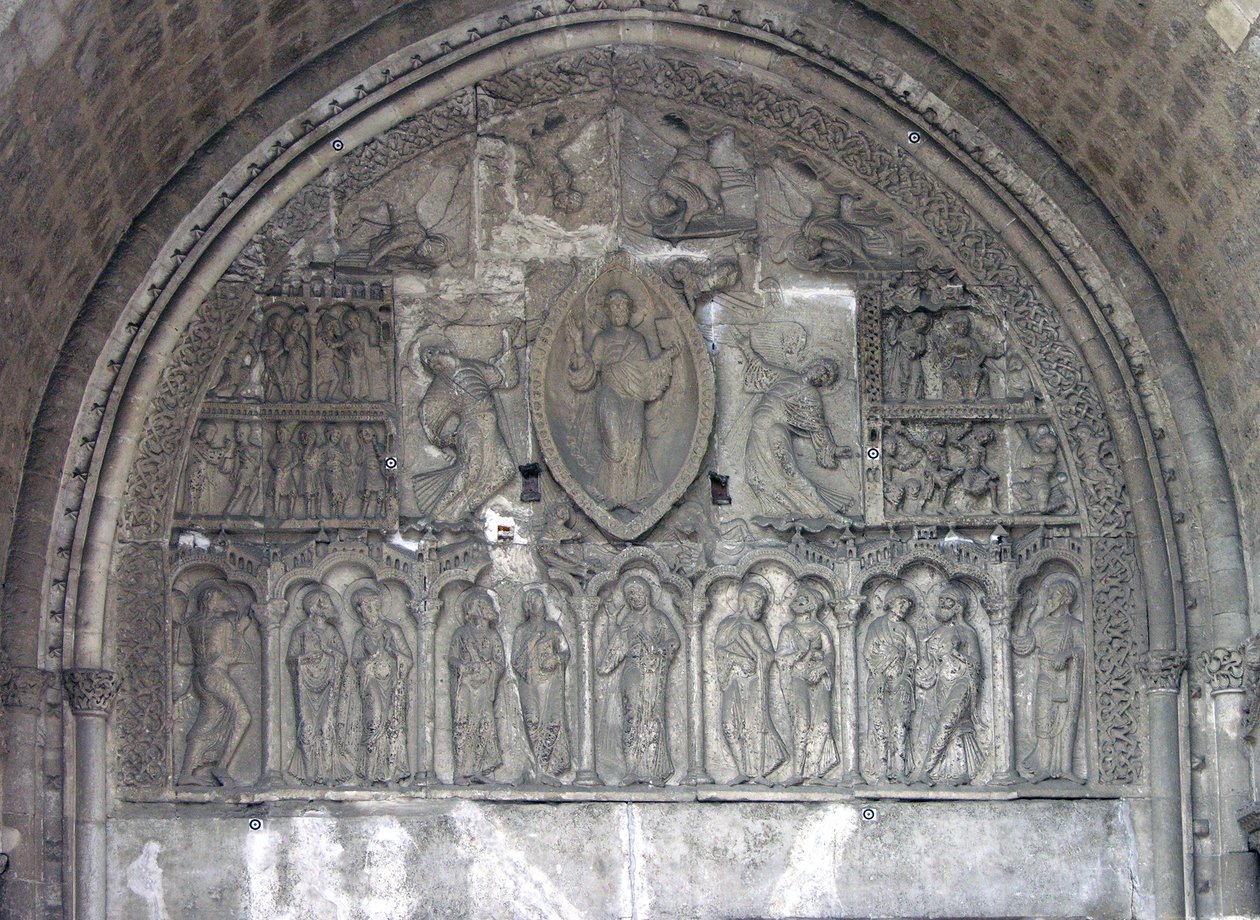 Christ avec deux anges et scènes de la vie de Saint Étienne, de la porte nord - French School