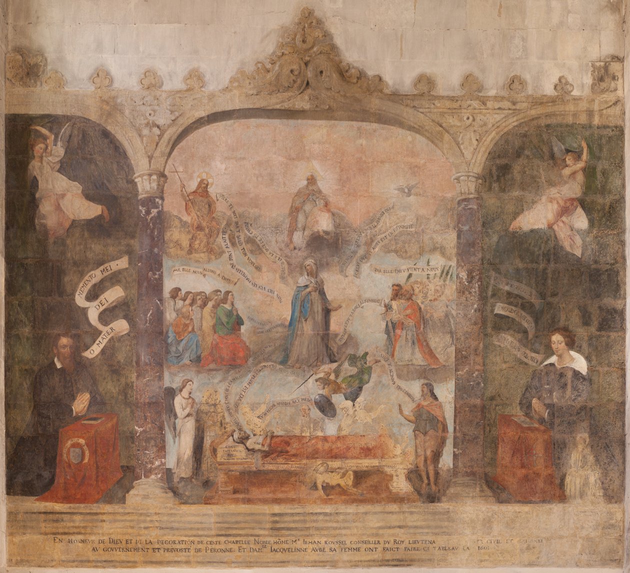 Église Saint-Jean-Baptiste. Intérieur. Chapelle Saint-Fursy. Peintures murales. La glorification de Marie (fresque dite de la bonne mort). Début 17e siècle - French School