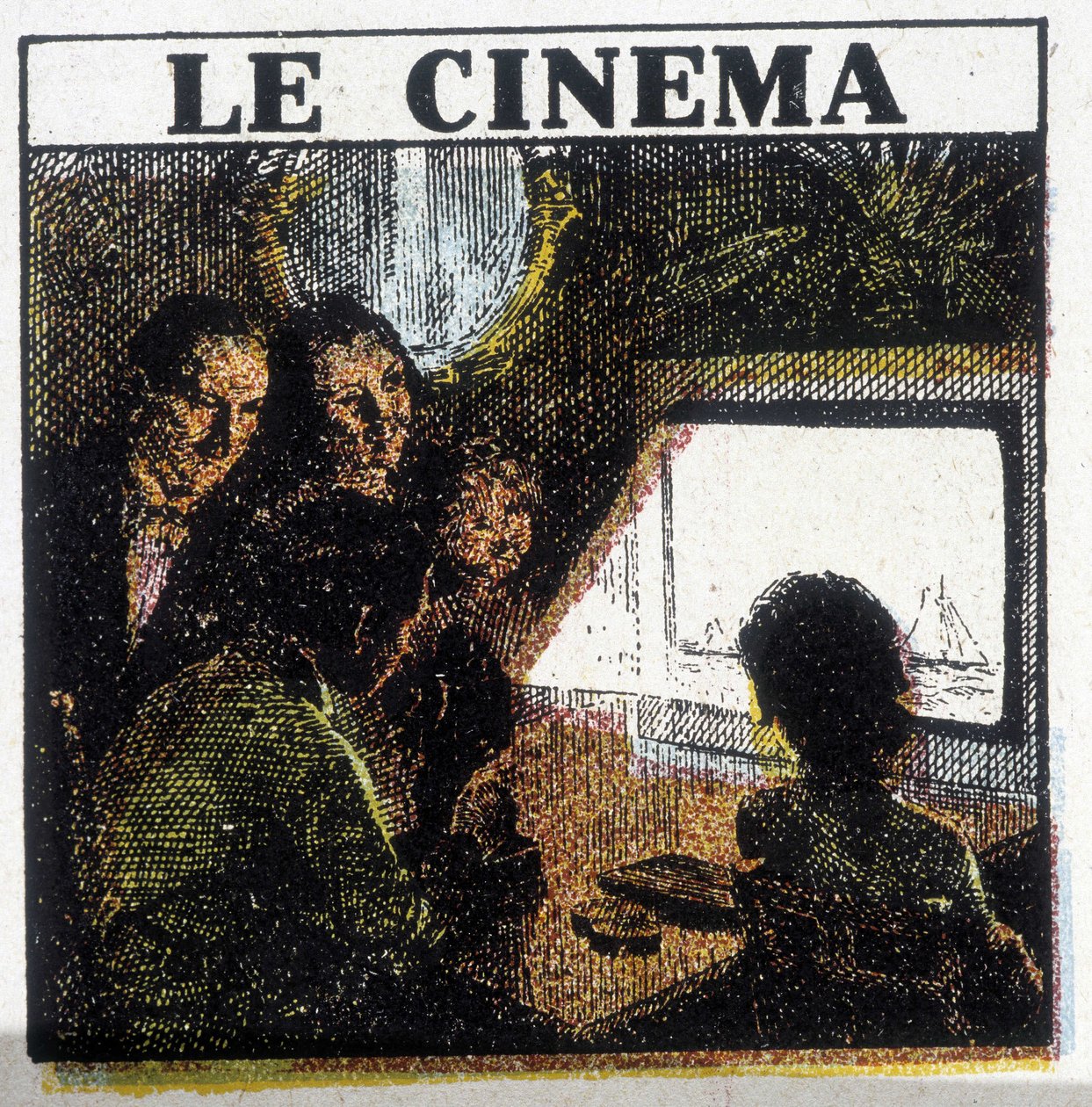 Projection de cinéma, vers 1920 - French School