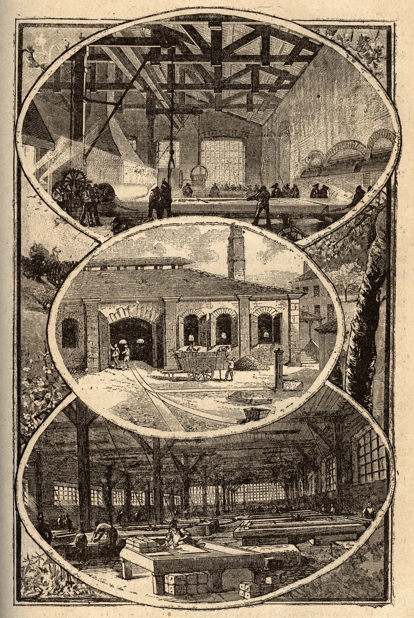 Cirey-sur-Vezouze (Meurthe-et-Moselle) - MANUFACTURE DES GLACES - gravure dans "PATRIE" - DESCRIPTION PICTURESQUE DE LA FRANCE EN 6 VOLUMES PAR LUCIEN HUARD - fin du 19ème siècle - French School