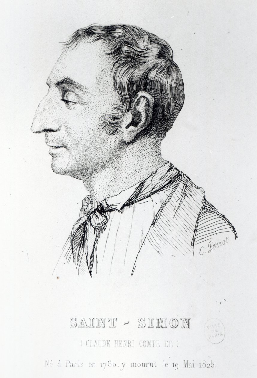 Claude Henri de Rouvroy, Comte de Saint-Simon, gravé par Perrot - French School