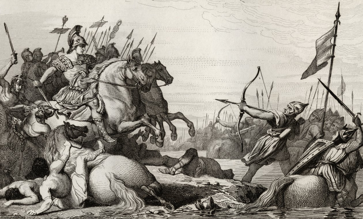Clodion, le Velu (c.428-47) se retire sur le pont après sa défaite par Aetius, de 