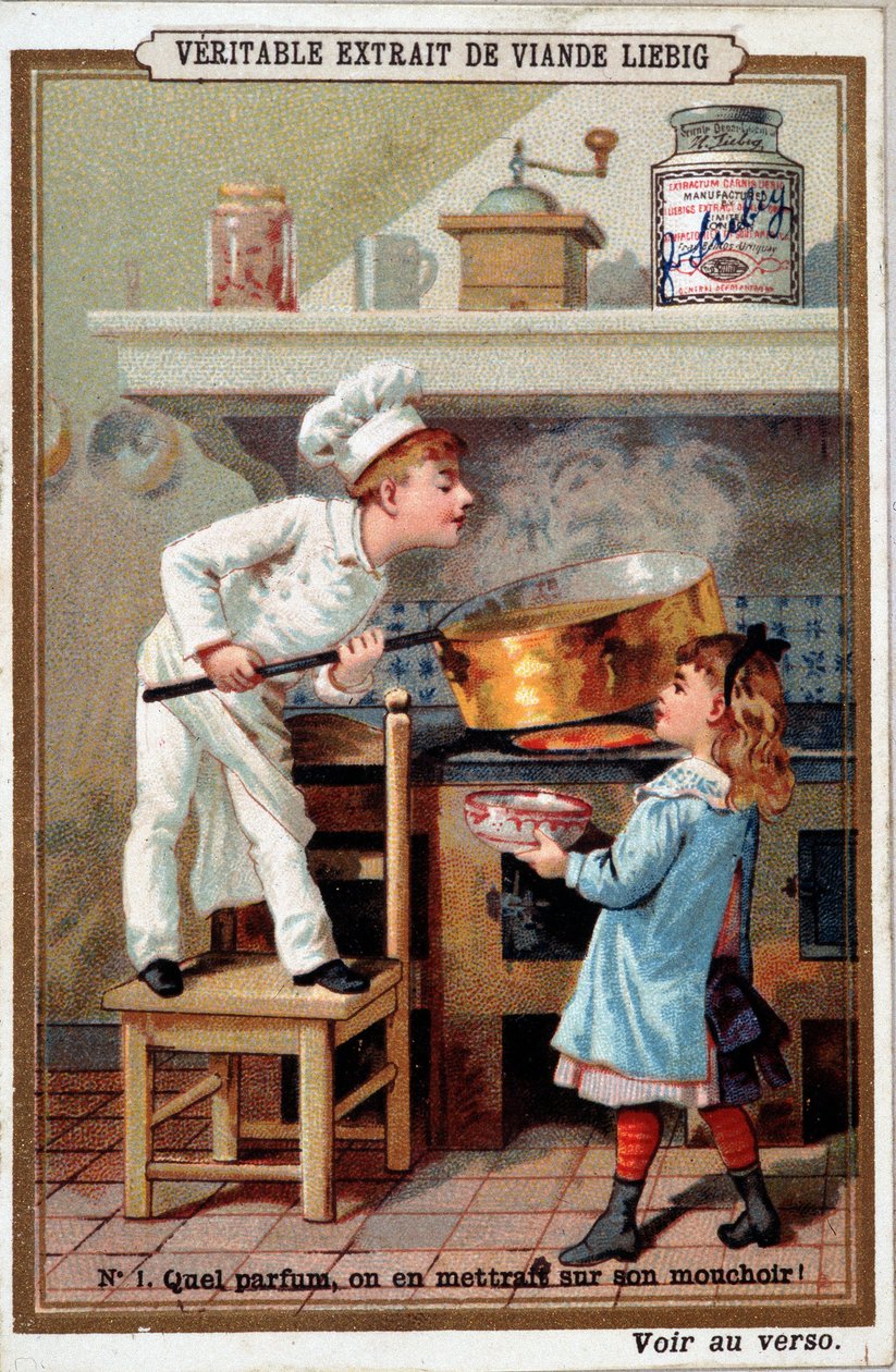 Cuisinier dans son four - chromo. Liébig - French School