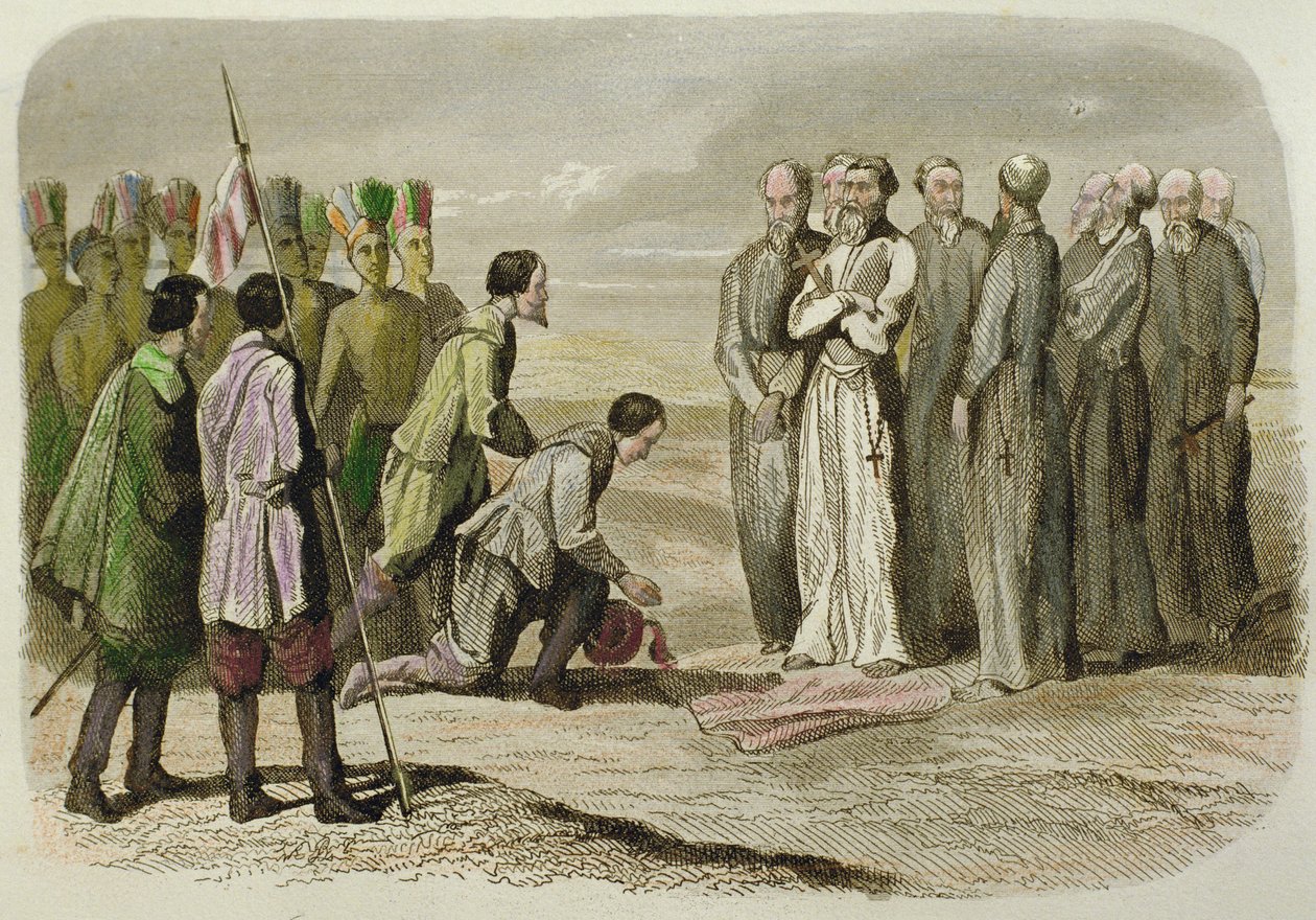 Cortés aux pieds de Martin de Valence - French School