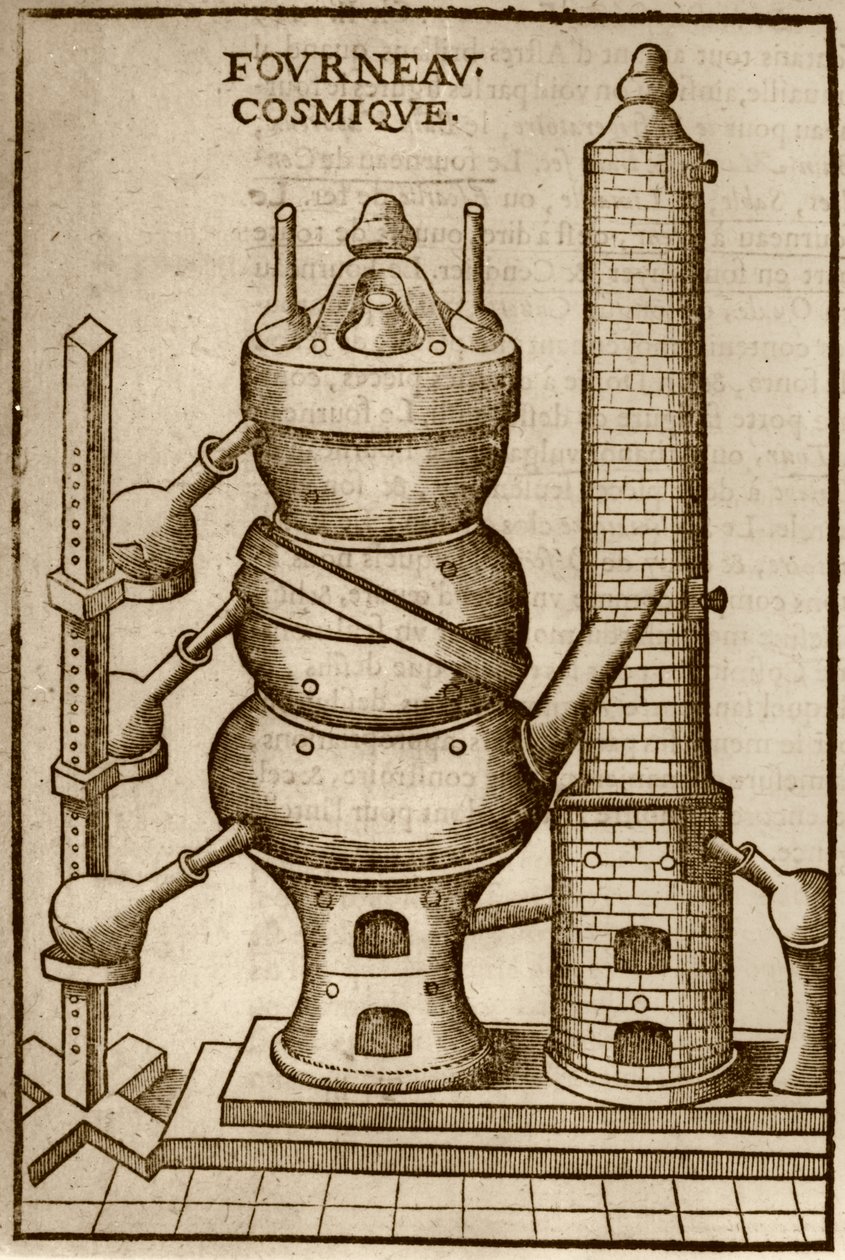 Four cosmique, de La Theotechnie Ergocosmique par Annibal Barlet (1653) illustré dans une histoire de la magie publiée à la fin du XIXe siècle - French School
