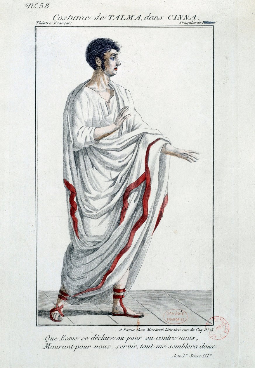 Costume du comédien François-Joseph Talma dans la tragédie Cinna ou la Clémence d