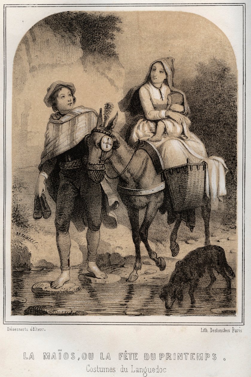 Costumes du Languedoc - la Maios ou la fête du printemps - gravure dans « Les soirées de mon oncle, mémoires et récits de voyages » par Moring Michel - Fin XIXe siècle - French School