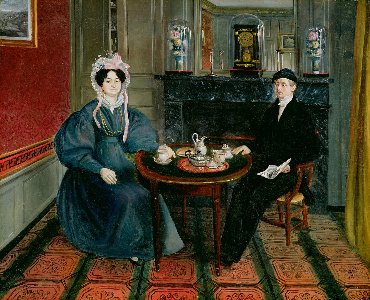 Couple prenant le thé, vers 1830 - French School
