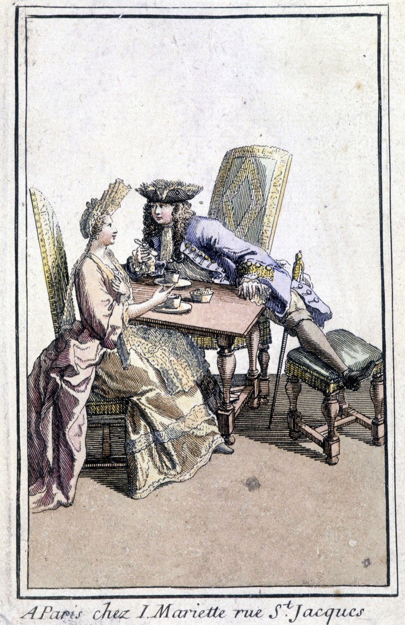 Couple prenant le café - French School