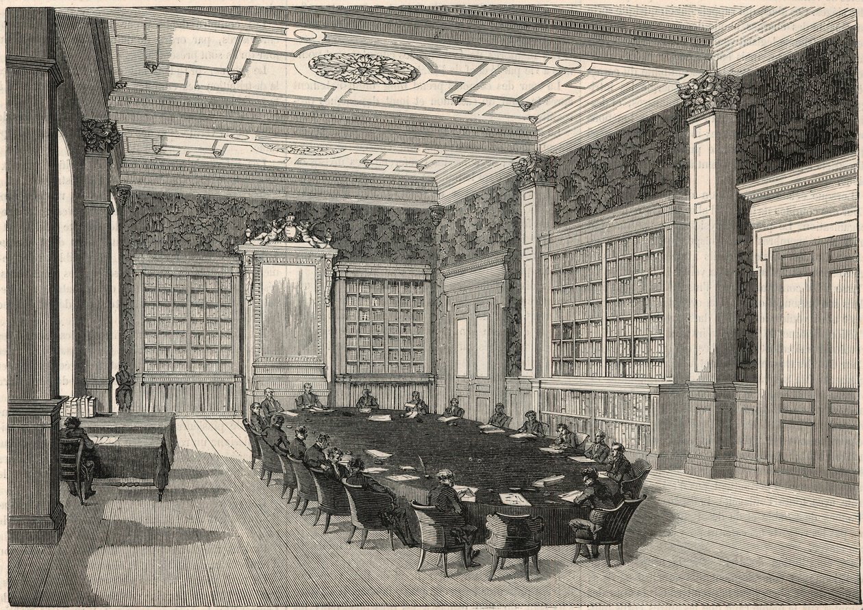 Cour des comptes - bibliothèque et salle du conseil - Gravure dans « Tableau-de-Paris » par Edmond Texier 1852 - French School