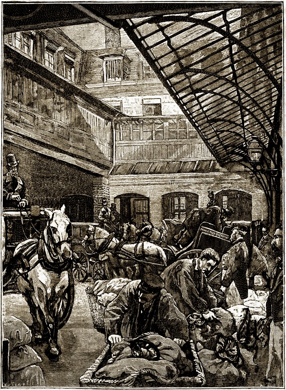 Cour de transbordement des sacs postaux à l
