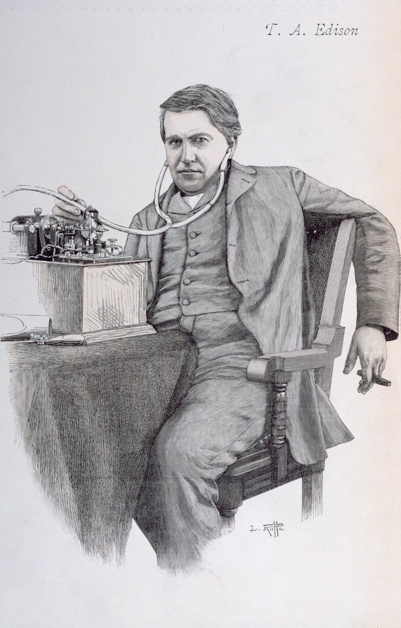 Illustration de couverture de La Revue Illustrée représentant Thomas Alva Edison, 1889 - French School