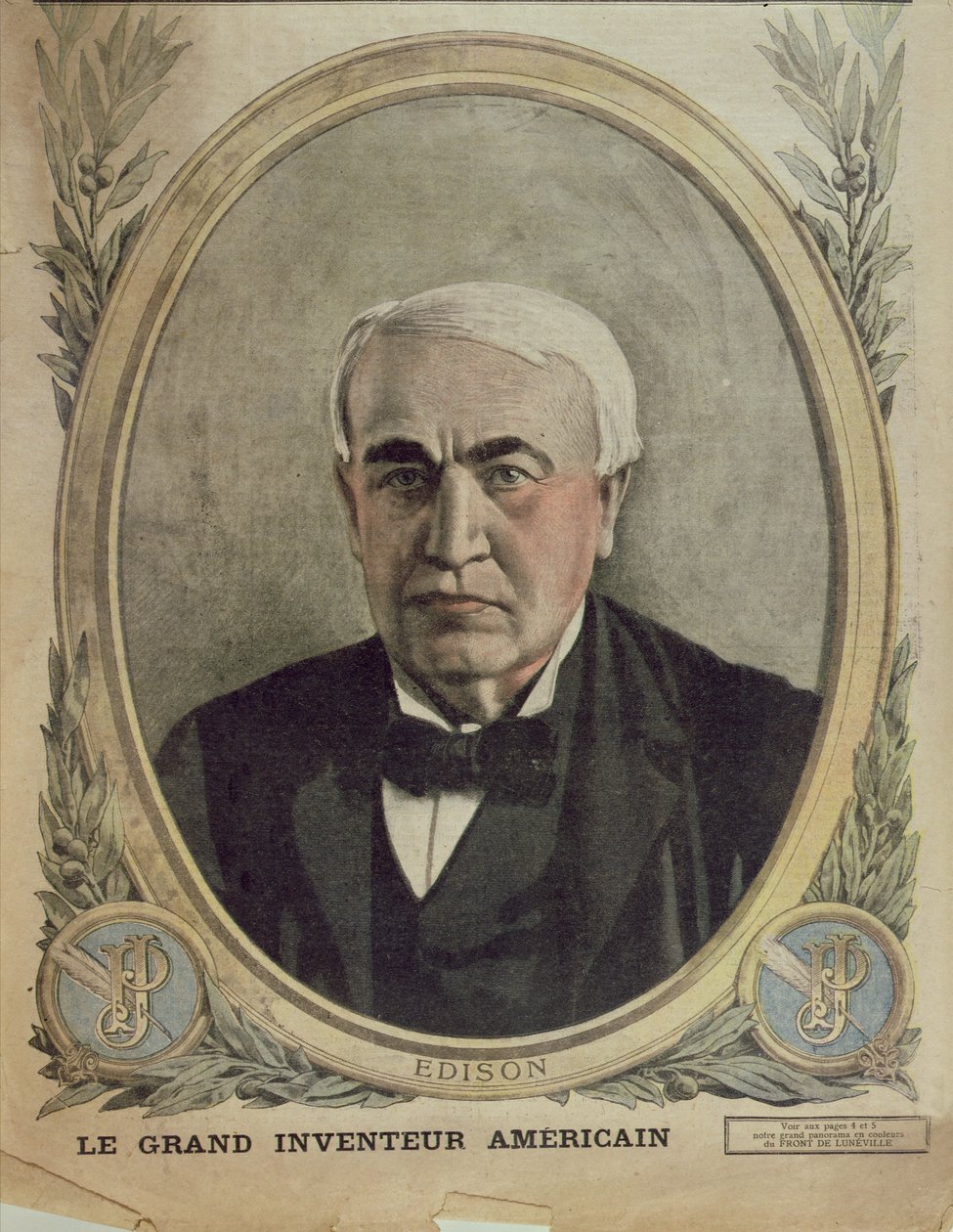 Illustration de couverture du Petit Journal représentant Thomas Alva Edison, 1917 - French School