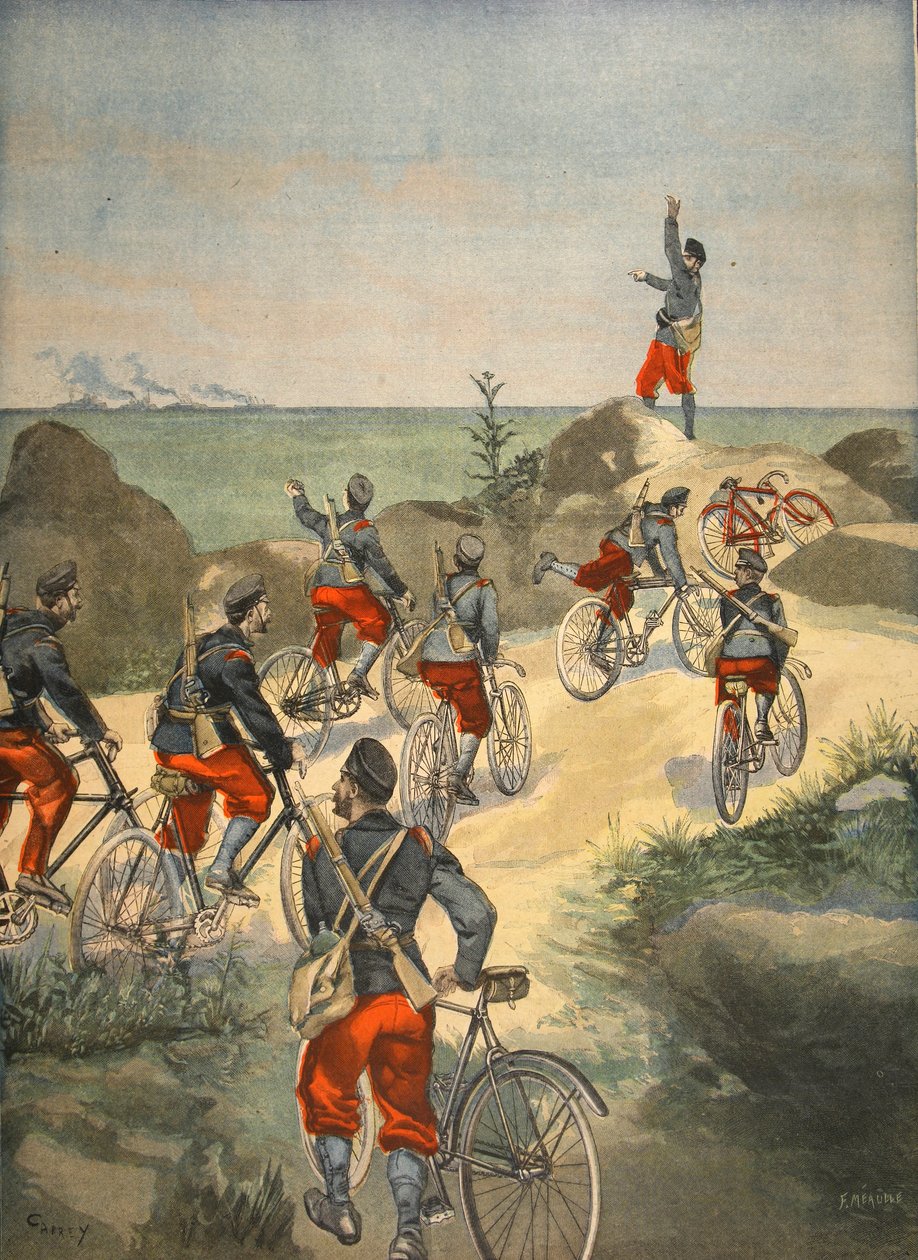 Service de cyclisme le long de la côte de Cuba, illustration du Petit Journal : Supplément illustré, 1898 - French School