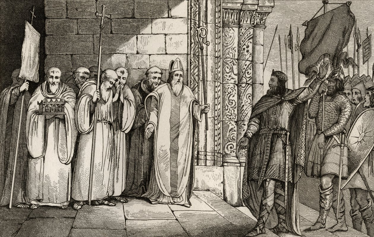 Dagobert (603-39) abaissant la bannière à Saint-Denis, de 