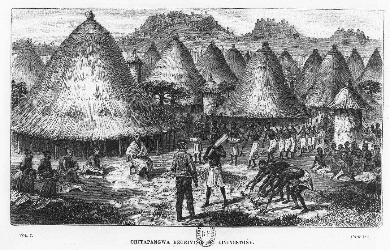 David Livingstone accueilli dans un village de la région des Grands Lacs en Afrique centrale - French School