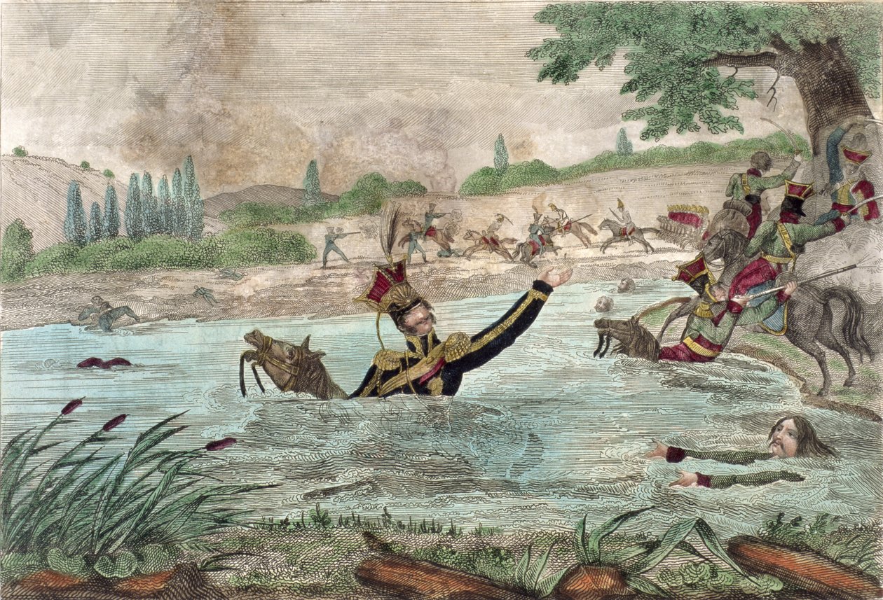 Mort du prince Joseph Poniatowski (1763-1813) dans la rivière Elstera, 1813 - French School