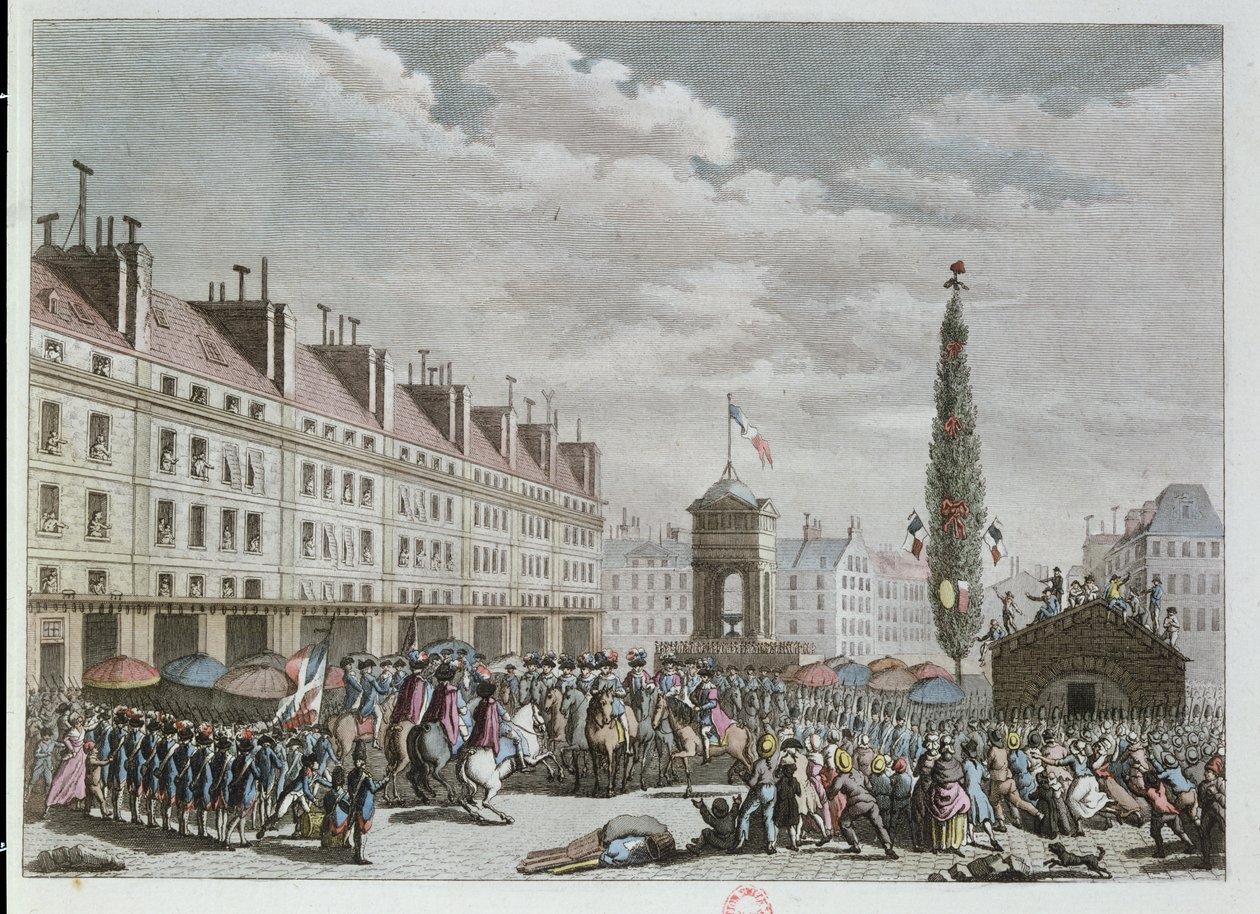 Déclaration de la Constitution, Place des Innocents, Paris, septembre 1791, 1791 (gravure en couleur) - French School