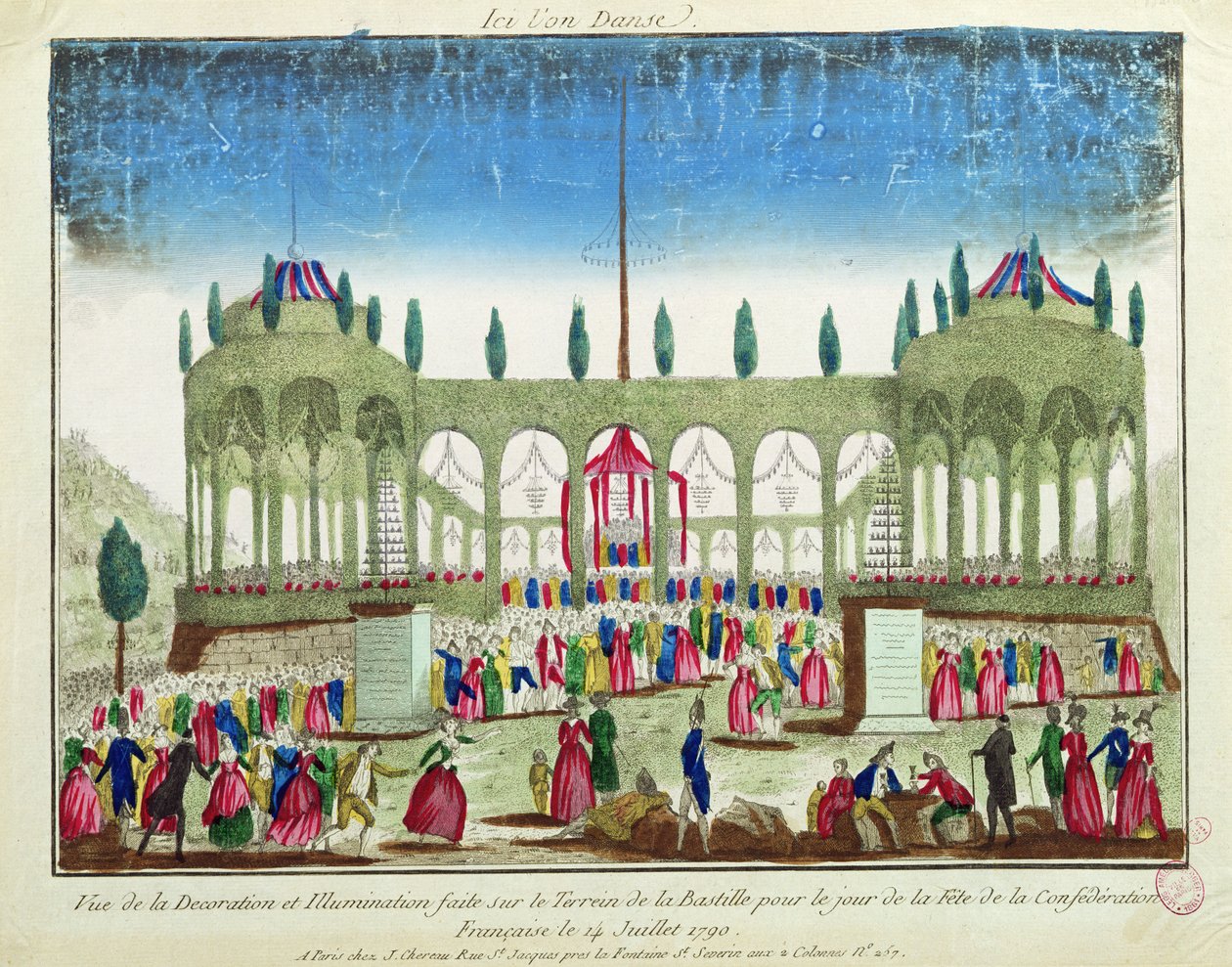 Décoration et illumination de la Bastille pour la Fête de la Fédération, 14 juillet 1790 - French School