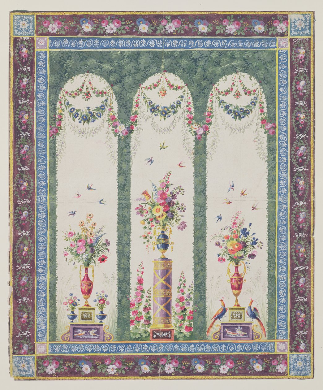 Conception décorative pour une tonnelle de jardin ou une loggia - French School