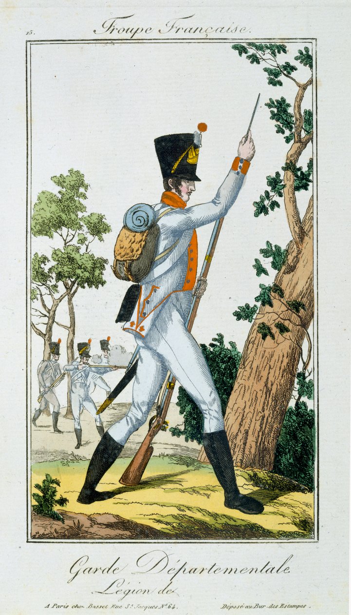 Garde Départementale, de Troupes Françaises, pub. chez Basset, Paris, vers 1790 - French School