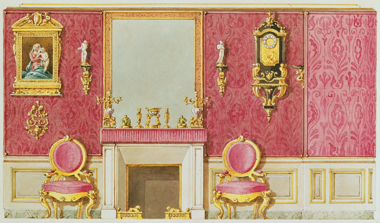 Design pour un salon à la rue Fortunee, la maison achetée par Balzac en 1847 - French School
