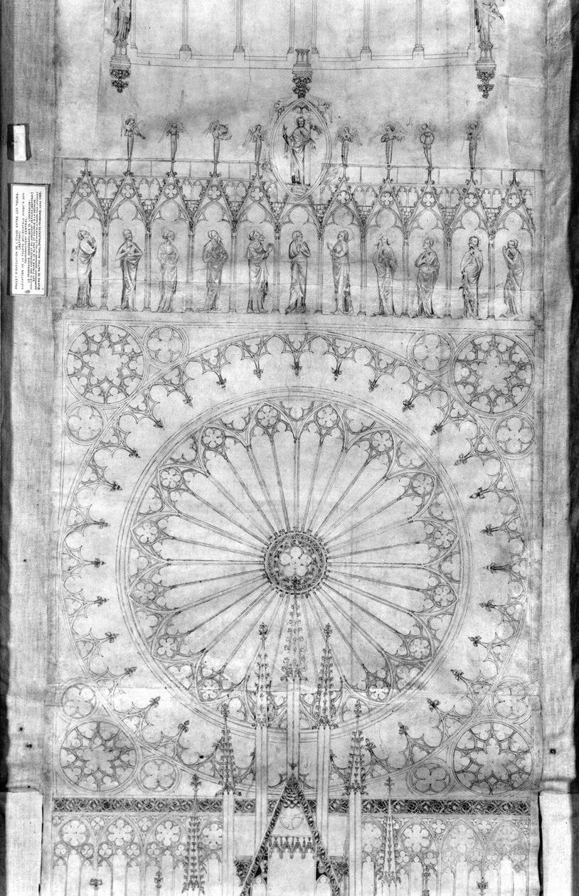 Conception de la rosace et de la galerie des rois sur la façade de la cathédrale de Strasbourg, vers 1380 - French School